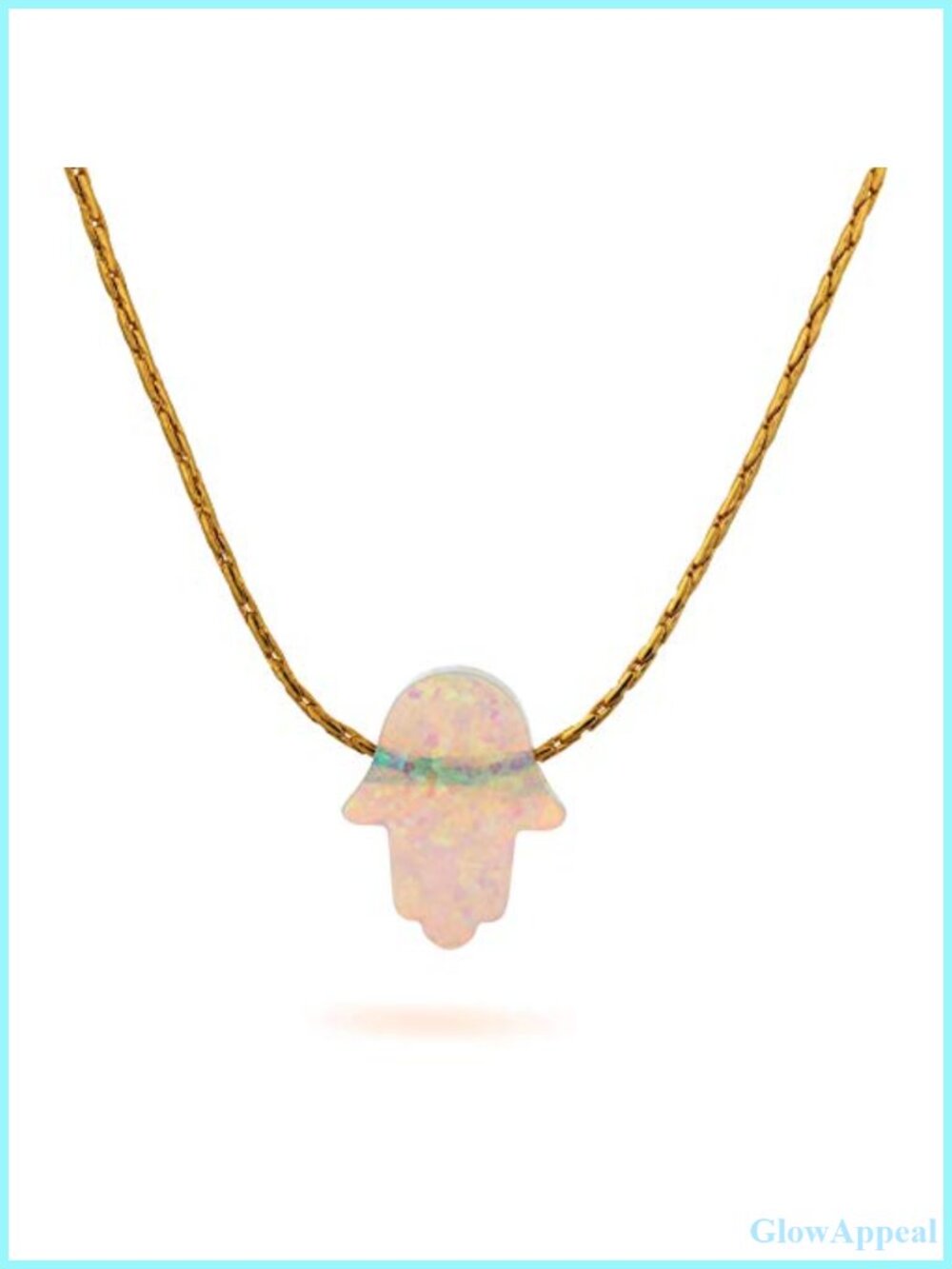 Handmade Opal Hamsa Hand Pendant Necklace Gold-Filled 16+2 Inch